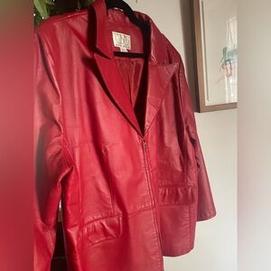 CBO New York Genuine Leather Y2K Retro Red Blazer Jacket – Size 2X